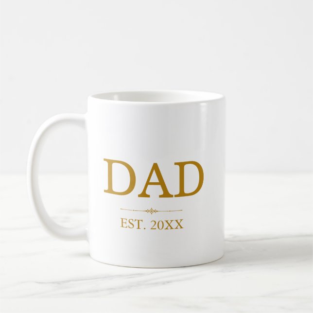 Dad Est. Date with Children's Names Gold Script Coffee Mug (Left)