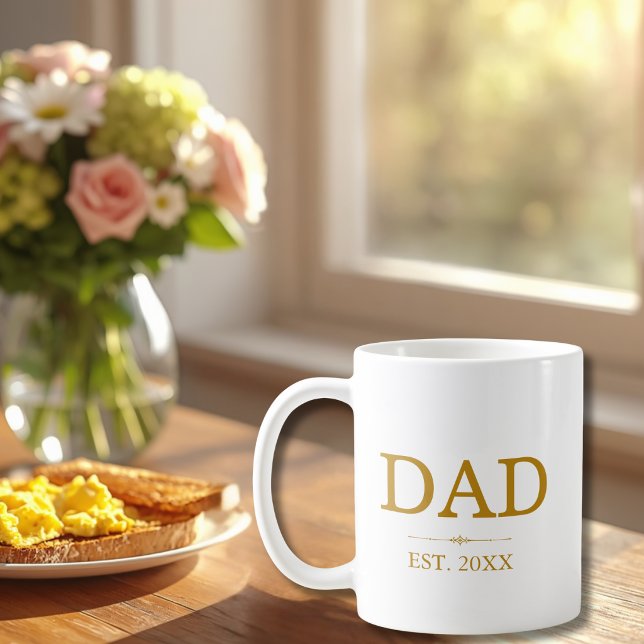Dad Est. Date with Children's Names Gold Script Coffee Mug (Creator Uploaded)