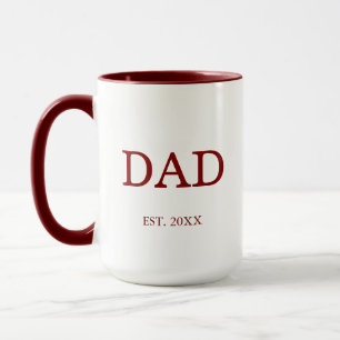 Dad Est. Date with Children's Names Maroon Coffee Mug