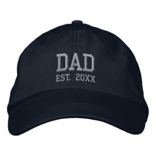 Dad Est. Light Blue Text Template Embroidered Hat