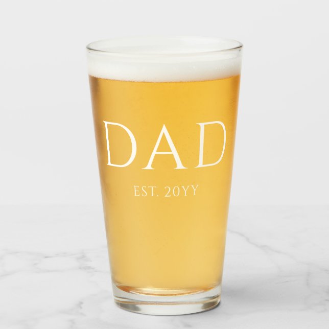 Dad Est Modern New Daddy Promoted to Dad Glass (Front Filled)