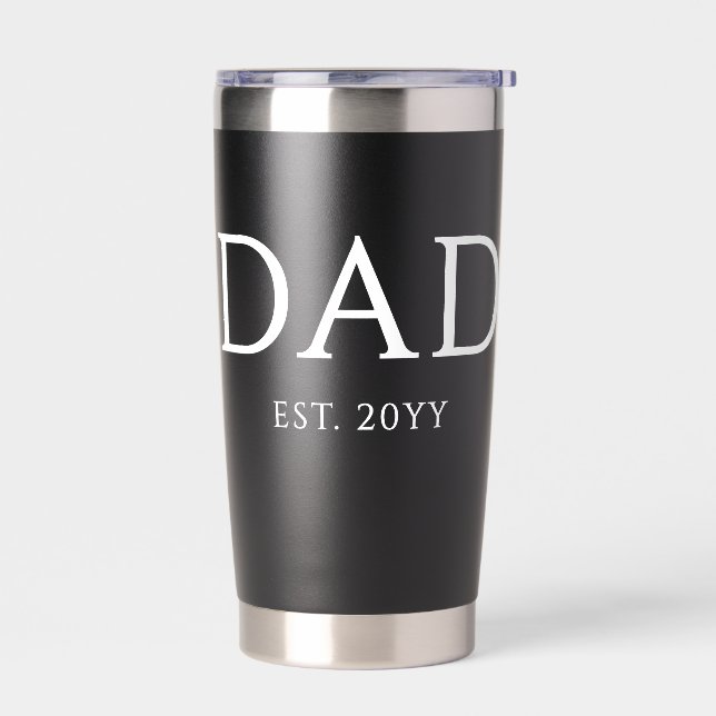 Dad Est Modern New Daddy Promoted to Dad Insulated Tumbler (Left)