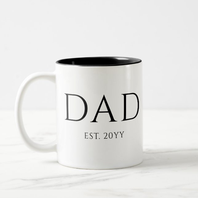 Dad Est Modern New Daddy Promoted to Dad Two-Tone Coffee Mug (Left)