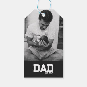 Dad Est Photo Black & White Year Father's Day Gift Tags