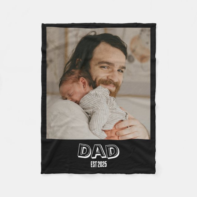 Dad Est Photo Gift Father Keepsake  Fleece Blanket (Front)