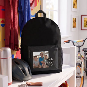 Dad Est. Photo Modern Bold Simple Kids Names Printed Backpack