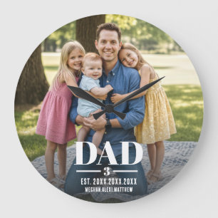 Dad Est. Year Name Number Bold Font Photo Large Clock