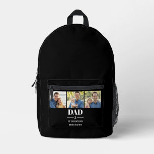 Dad Est. Year Name Number Modern Font 3 Photo  Printed Backpack