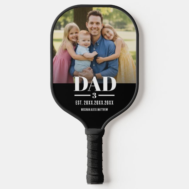 Dad Est. Year Name Number Script Photo Pickleball Paddle (Front)