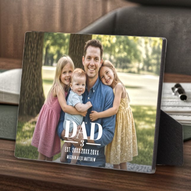 Dad Est. Year Name NumberBold Font Photo Block Plaque (Creator Uploaded)