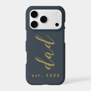 Dad Est. Year Navy Blue Gold Father Keepsake