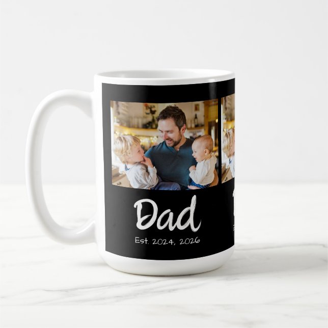 Dad Established 3 Photo Coffee Mug (Left)