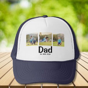 Dad Established 3 Photo Trucker Hat