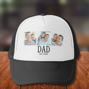 Dad Established 3 Photo Trucker Hat
