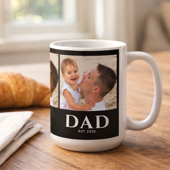 Dad Established Black 3 Photo Coffee Mug (Creator Uploaded)