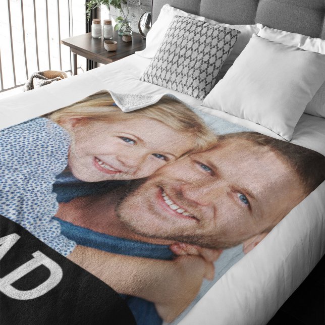 Dad Established Black Modern Photo Fleece Blanket (Creator Uploaded)