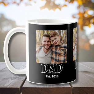 Dad Established Black Photo Coffee Mug