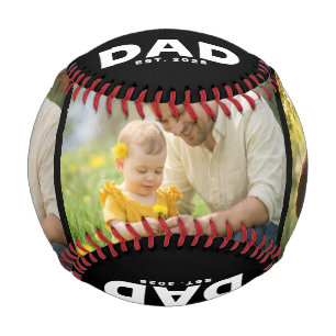 Dad Established Bold Black 3 Photo Baseball