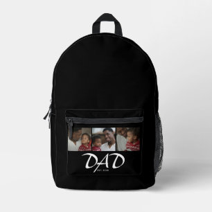 Dad Established Bold Black 3 Photo Printed Backpack