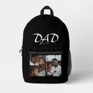 Dad Established Bold Black 3 Photo Printed Backpack