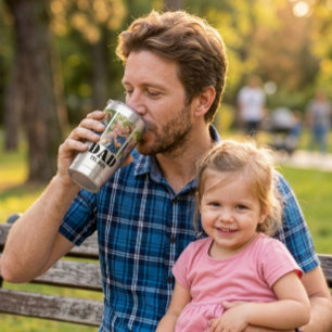 Dad Established Bold Black Text 3 photo Insulated Tumbler
