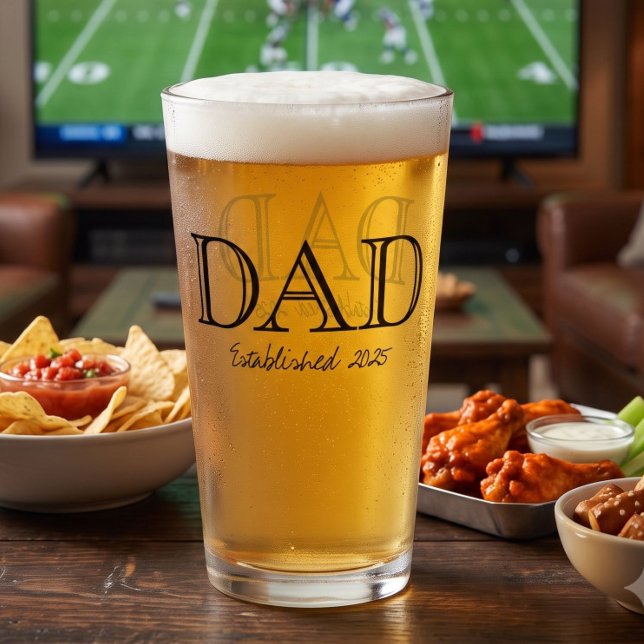 Dad Established Bold Black Text Beer Glass (Creator Uploaded)