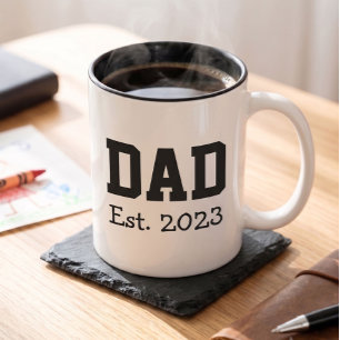 Dad Established Bold Black Text Black Two-Tone Coffee Mug
