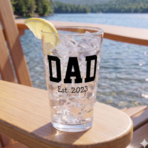 Dad Established Bold Black Text White Glass