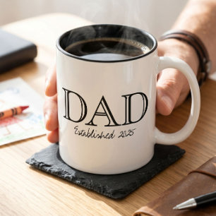 Dad Established Bold Black White Two-Tone Coffee Mug