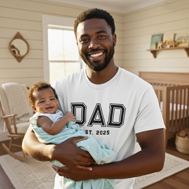 Dad Established Bold Black Year New Dad Gift T-Shirt (Creator Uploaded)