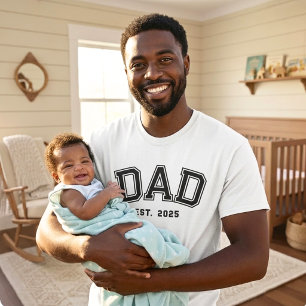 Dad Established Bold Black Year New Dad Gift T-Shirt