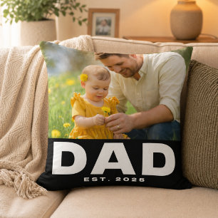 Dad Established Bold Modern Photo Throw Pillow