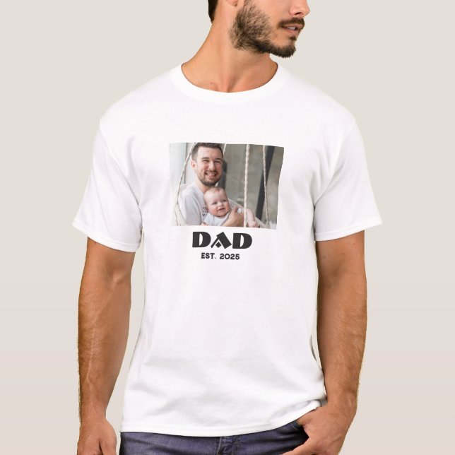 Dad Established Bold Photo Gift T-Shirt (Front)