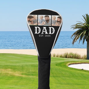 Dad Established Bold Typography Black 3 Photo Golf Head Cover