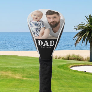 Dad Established Bold Typography Photo Golf Head Cover