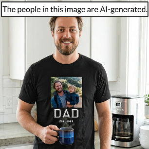 Dad Established Bold Typography Photo T-Shirt