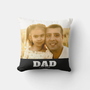 Dad Established Bold White & Black Photo Throw Pillow