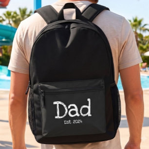 Dad Established Bold White Text Black Printed Backpack