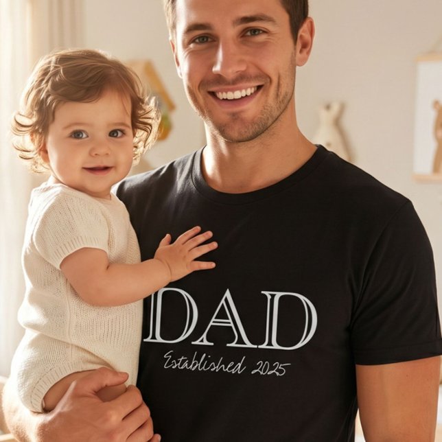 Dad Established Bold White Text Black T-Shirt (Creator Uploaded)