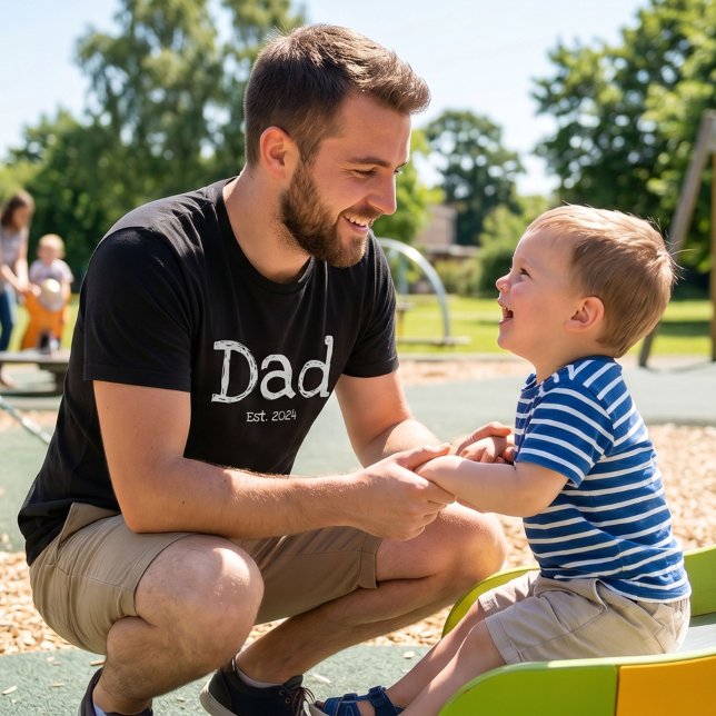 Dad Established Bold White Text Black T-Shirt (Creator Uploaded)