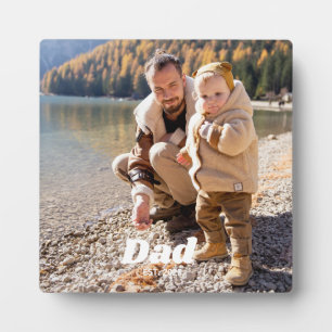 Dad Established Bold White Typography Photo Block Plaque