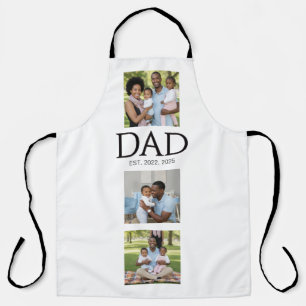 Dad Established Caps Black 3 Photo Fathers Day Apron