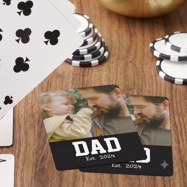 Dad Established Custom Modern Bold Text Playing Cards (Creator Uploaded)