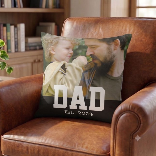 Dad Established Custom Modern Bold Text Throw Pillow (Creator Uploaded)