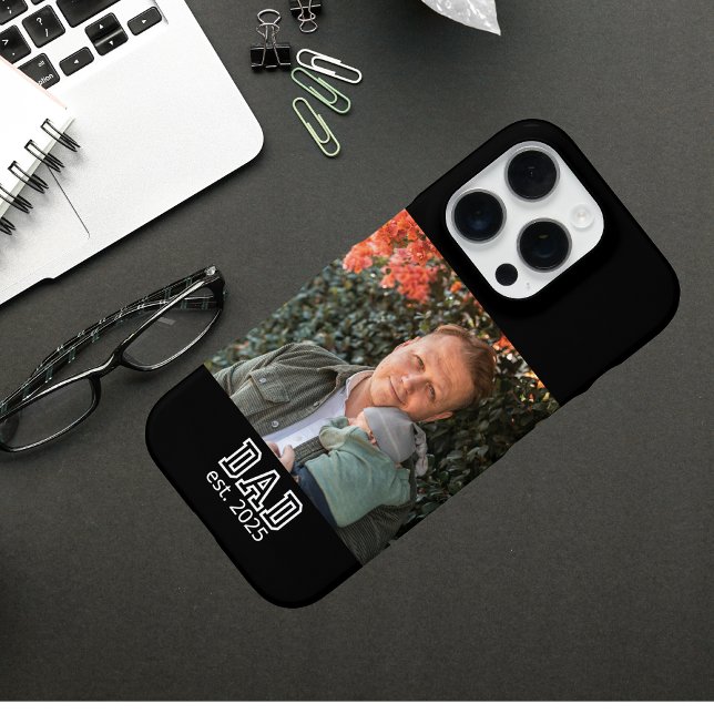 Dad Established Custom Year Photo Father Keepsake iPhone Case (Creator Uploaded)