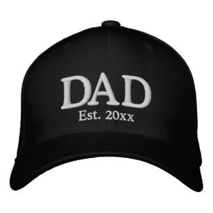 Dad Established date black white custom modern Embroidered Hat