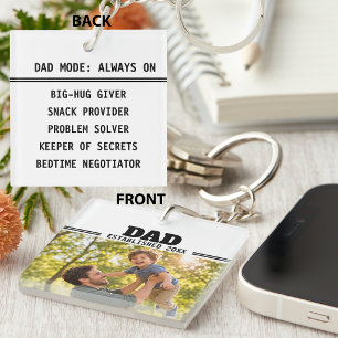 Dad Established Father Child Photo Keepsake Keychain