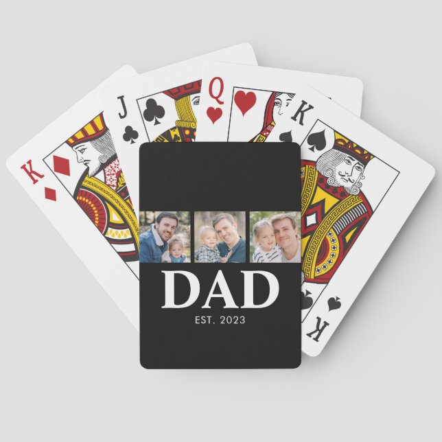 Dad Established Fathers Day 3 Picture Playing Cards (Back)