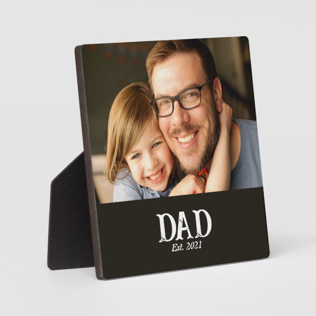 Dad Established Father's Day Gift Photo Plaque (Front)