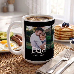 Dad Established Fun Bold Simple Text + Photo Black Coffee Mug